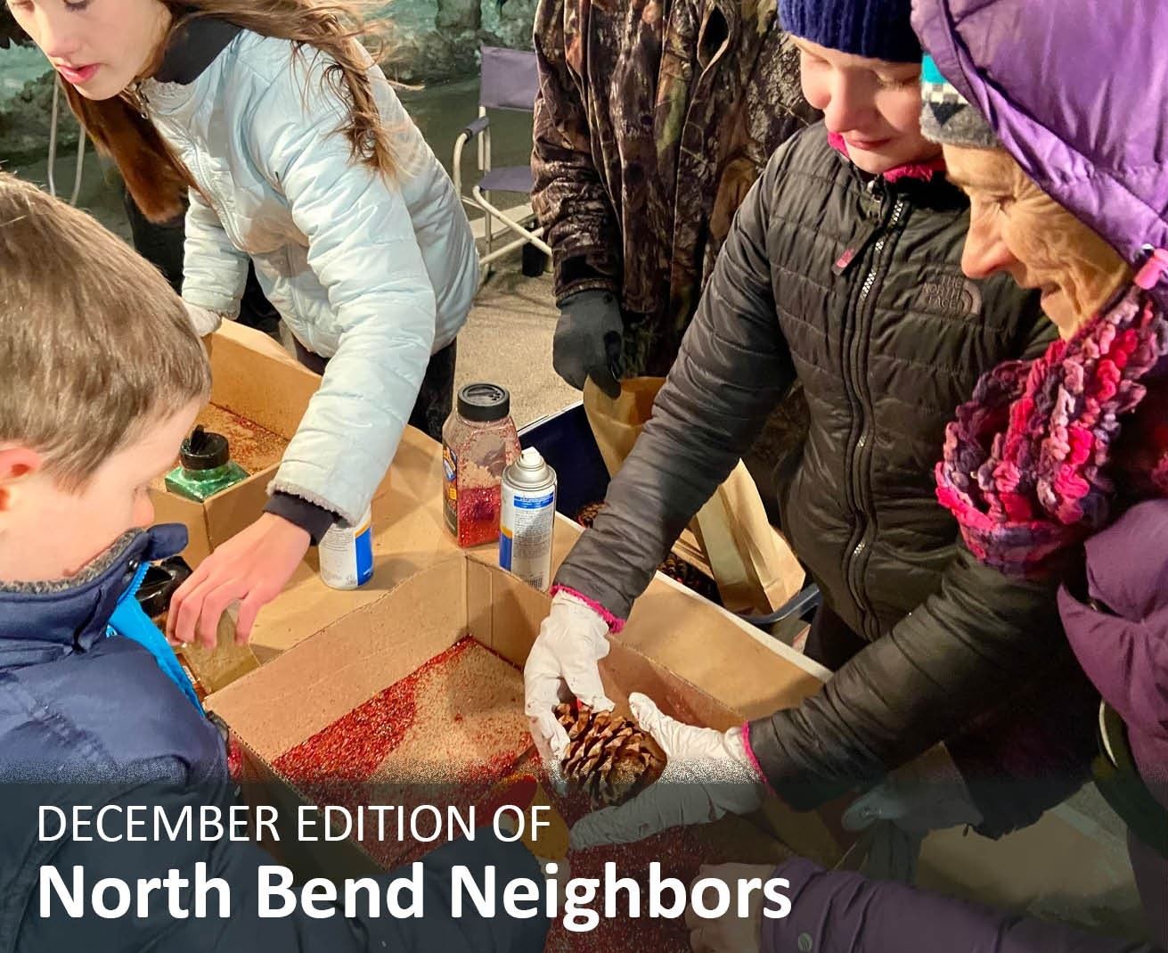 People making a craft together with text describing a newsletter