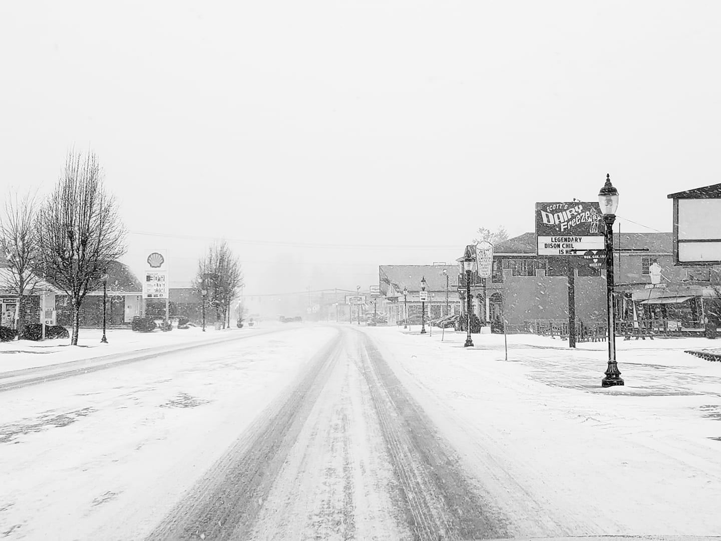 north bend snowy streets